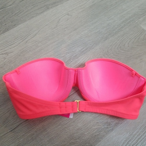 Victoria's Secret bright pink strapless bandeau swimsuit size 32C - Picture 2 of 3
